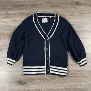 Jack Wills‎ Women's Cardigan Preppy Knit Nautical Academia Size 6 Navy/White